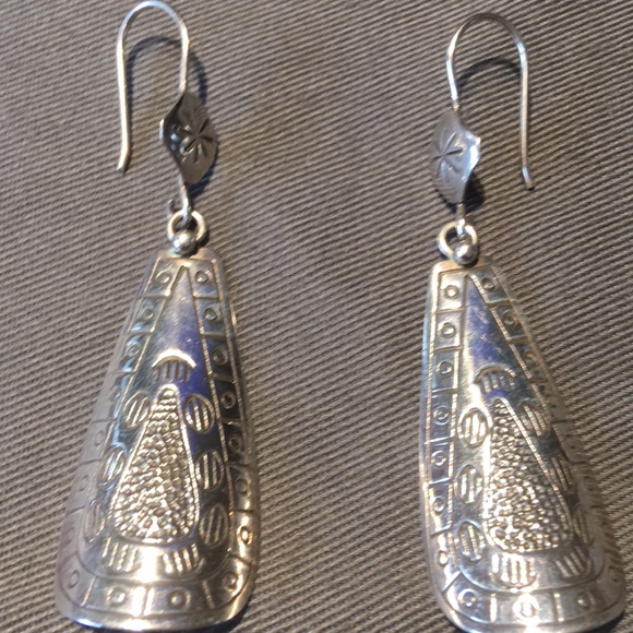 Silpada Jewelry Rare Silpada Long Curved Etched Symbols Earrings